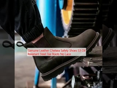 정품 가죽 첼시 안전 신발 S3 기름 저항 강철 발 발 신발