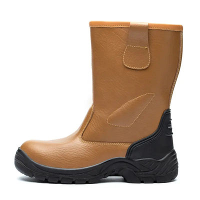 주문 정품 가죽 안전 작업 부츠 노란색 기름과 물 저항 작업 부츠 online manufacture