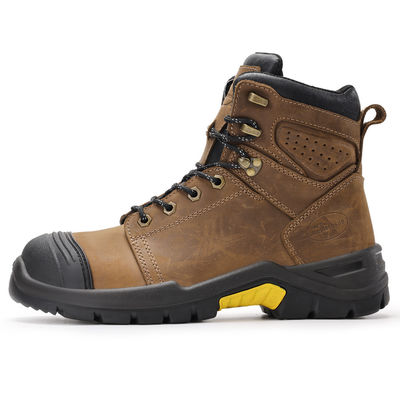 주문 Brown Microfiber Leather Security Work Boots with European Standard Steel Toe and Custom Logo Box Packaging online manufacture