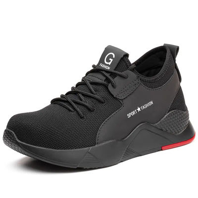 흑인 남성의 캐주얼 스틸 발가락 작업 신발, 직물 위에 짜인 스포츠 안전 신발