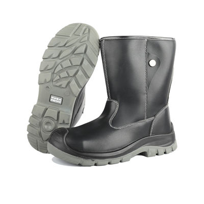 OEM 블랙 하이탑 마이크로파이버 가죽 보안 작업 부츠 (EN 표준 강철 토 및 펑크 방지 미드솔 포함)